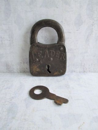 Vintage Leader Padlock With Key (n)