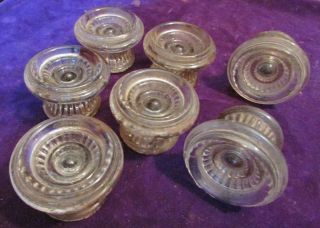 Set of 7 Matching Vintage Glass Drawer Pulls 4