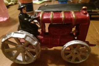 Antique Cast Iron Toy Tractor Ford Red Vintage Farm Toys Very