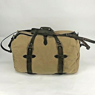 Filson Vintage Medium Rugged Twill Carry On Duffle Bag 222 Talon Zippers Tan