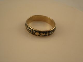 Ex Rare Antique Georgian 22k 22ct 916 Gold Enamel Memento Mori Ring Band No Res