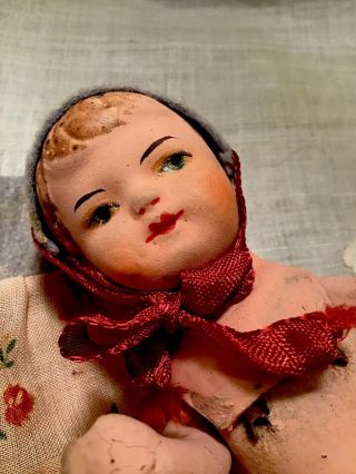 Antique Doll - 6 " Wind - Up Dancing? German Made Doll - Paper Mache Composition - No Key