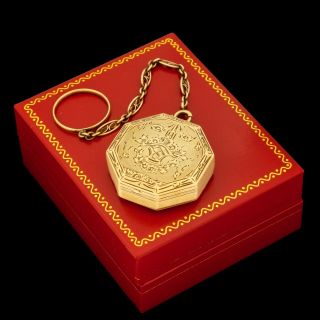 Antique Vintage Art Nouveau 14k Gold Powder Compact Pill Box Chatelaine Pendant