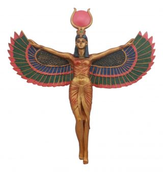 Isis Open Wings Ancient Egyptian God Wall Plaque Statue Figurine 11.  5 " Length