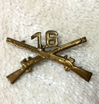 World War One 16th Infantry Regiment Officers Collar Insignia