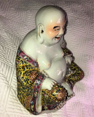 FINE 18th/ 19thC Antique CHINESE PORCELAIN BUDDHA FIGURE marked FAMILLE ROSE 3