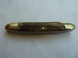 Vintage Stidham ' s Hand Forged Dog Knife Solingen Whittler Three Blade Stag 3