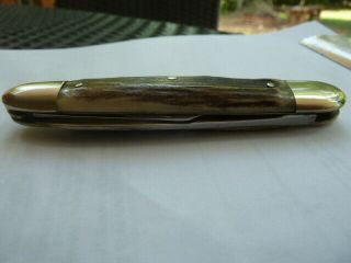 Vintage Stidham ' s Hand Forged Dog Knife Solingen Whittler Three Blade Stag 5