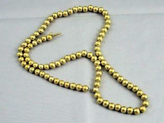 Antique Vintage Estate 14k Yellow Gold Bead Necklace 5.  5mm Beads 18 " Long