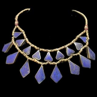 Rare Ancient Lapiz Lazuli Stone Pendant Necklace 300 B.  C 17 Stones (4)