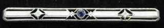 Vintage 14k White Gold And Sapphire Pin