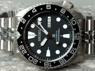 Vintage Seiko Diver 6309 - 7290 Black Padi Mod Slim Turtle Automatic Men Watch 7d3