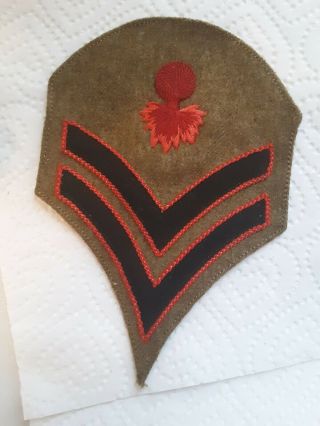 Us Army Vintage Ordnance Corporal Red Black & Khaki Wool Single Chevron Patch