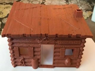 Vintage 1950s - 60s Trading Post Plastic Log Cabin 9 Inches Vg