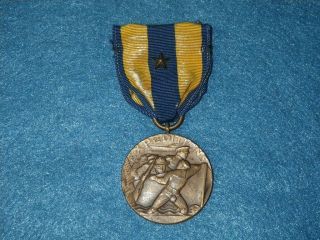 Early Us Navy Expeditionary Medal With Star,  Full Wrap Brooch