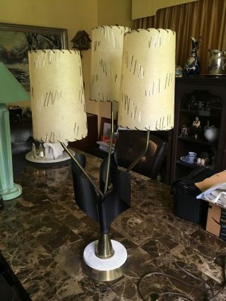 Vintage Mid Century Modern Table Lamp 17 " Fiberglass Shade