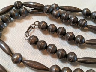 Early VTG Silver & CerrillosTurquoise NAVAJO Indian BEAD NECKLACE w/ Heavy NAJA 8
