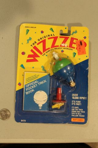 Vtg 1988 Matchbox Wizzer Nos Whirler Top Tricks Blue Green
