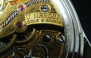 ULYSSE NARDIN Antique MARINE CHRONOMETRE Large Steel Wristwatch Half - Skeleton 10
