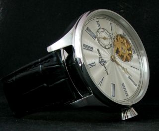 ULYSSE NARDIN Antique MARINE CHRONOMETRE Large Steel Wristwatch Half - Skeleton 3