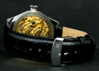 ULYSSE NARDIN Antique MARINE CHRONOMETRE Large Steel Wristwatch Half - Skeleton 5