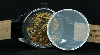 ULYSSE NARDIN Antique MARINE CHRONOMETRE Large Steel Wristwatch Half - Skeleton 7