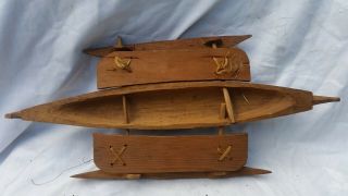 Vintage Wwii South Pacific Island Wood Outrigger Canoe Polynesia Micronesia