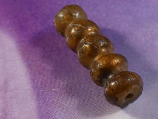 Ancient Roman Gold In Glass Bead 15.  5 By 5.  2 Mm Gorgeous Patina