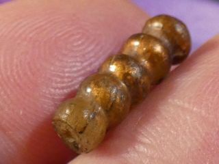 ANCIENT ROMAN GOLD IN GLASS BEAD 15.  5 BY 5.  2 MM GORGEOUS PATINA 2