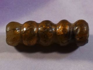 ANCIENT ROMAN GOLD IN GLASS BEAD 15.  5 BY 5.  2 MM GORGEOUS PATINA 3