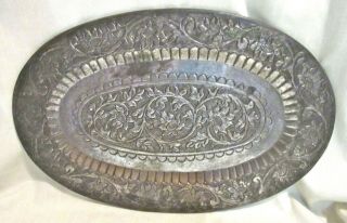 Vintage Hand Tooled/hammered Mixed Metal Wall Plaque/tray - Floral Designs