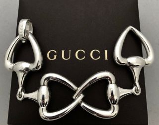 Authentic Vintage Gucci Horsebit Bracelet Silver 925 Heavy 136 Gr Ret Usd $2,  500