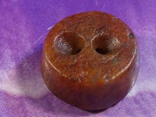 Ancient Pre - Columbian Tairona Red Agate Jade Button Terminal Bead 11.  3 By 4.  7 Mm