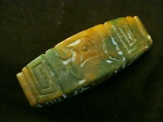 Chinese Old Jade Hand Carved Amulet Mask Square Cong Pendant Vaa050 4
