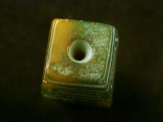 Chinese Old Jade Hand Carved Amulet Mask Square Cong Pendant Vaa050 5