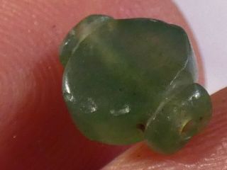 Ancient Pyu Green Chalcedony Collar Shape Bead 9.  8 By 7.  8 By 4 Mm Museum Grade