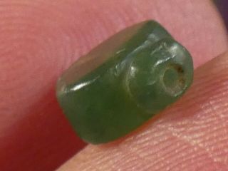 ANCIENT PYU GREEN CHALCEDONY COLLAR SHAPE BEAD 9.  8 BY 7.  8 BY 4 MM MUSEUM GRADE 5