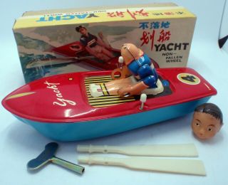 CHINA MS 750 Yacht rowing boat wind - up tin toy 2