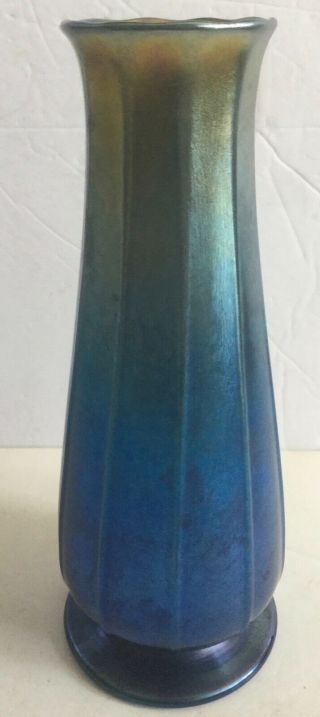 Antique Louis C.  Tiffany Signed Blue Favrile Vase - Ols Esate
