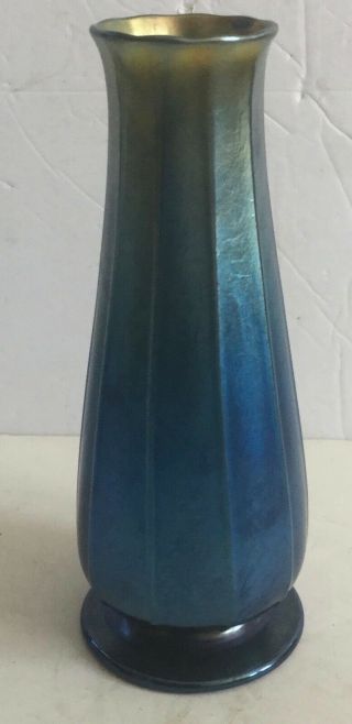 Antique Louis C.  Tiffany Signed Blue Favrile Vase - Ols Esate 4