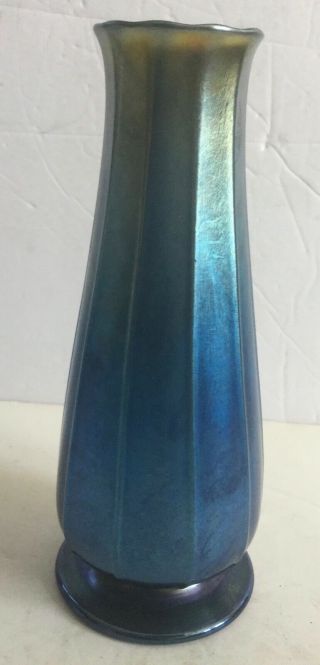 Antique Louis C.  Tiffany Signed Blue Favrile Vase - Ols Esate 5