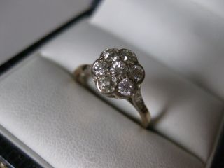 Antique Edwardian 14k 2 - Tone Gold Ring With Fine Diamonds,  Late 1910 