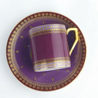 J & C Bavaria Jaeger & Co.  Purple Gold Gilt Demitasse Cup Saucer