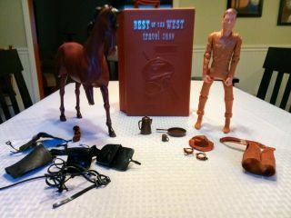 Vintage Johnny West Action Figure And Horse With Case And Accessories