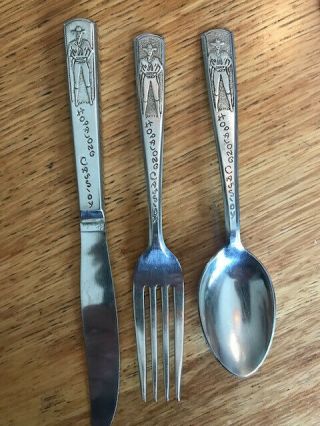 Vintage Hopalong Cassidy Stainless Steel Fork,  Knife,  Spoon Set