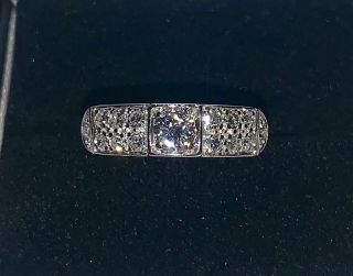 Fine Art Deco Platinum Diamond Ring, .  50 VS/F,  Wonderful, 2