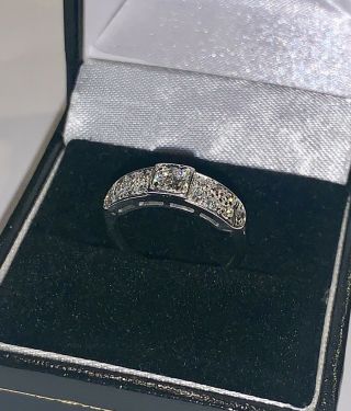 Fine Art Deco Platinum Diamond Ring, .  50 VS/F,  Wonderful, 3