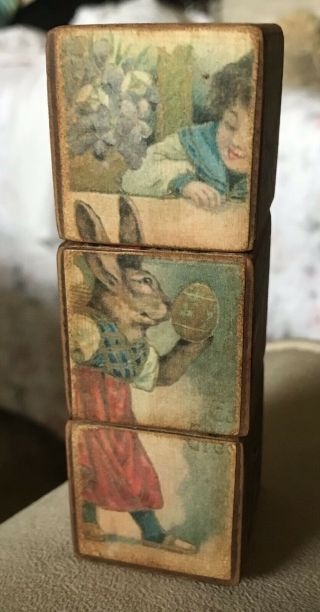 Antique Victorian Children’s Wooden Picture Blocks 4