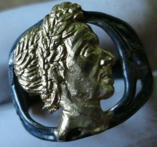 Ancient Antique Roman Silver Gold Ring Military Legionary Emperor Julius Caesar