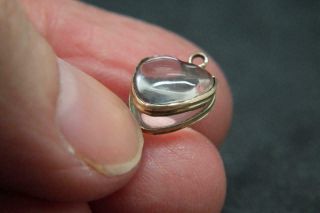 Best Antique Georgian Gold & Rock Crystal Miniature Heart Locket/charm/pendant